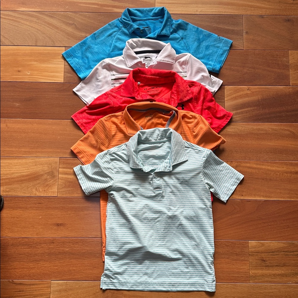 Lot of 5 Kids' Golf Polo Shirts 6-8y